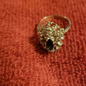 Costume saphire and diamond ring. Size 7